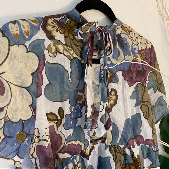 ZARA Flowy Floral High Neck Top - Picture 6 of 9